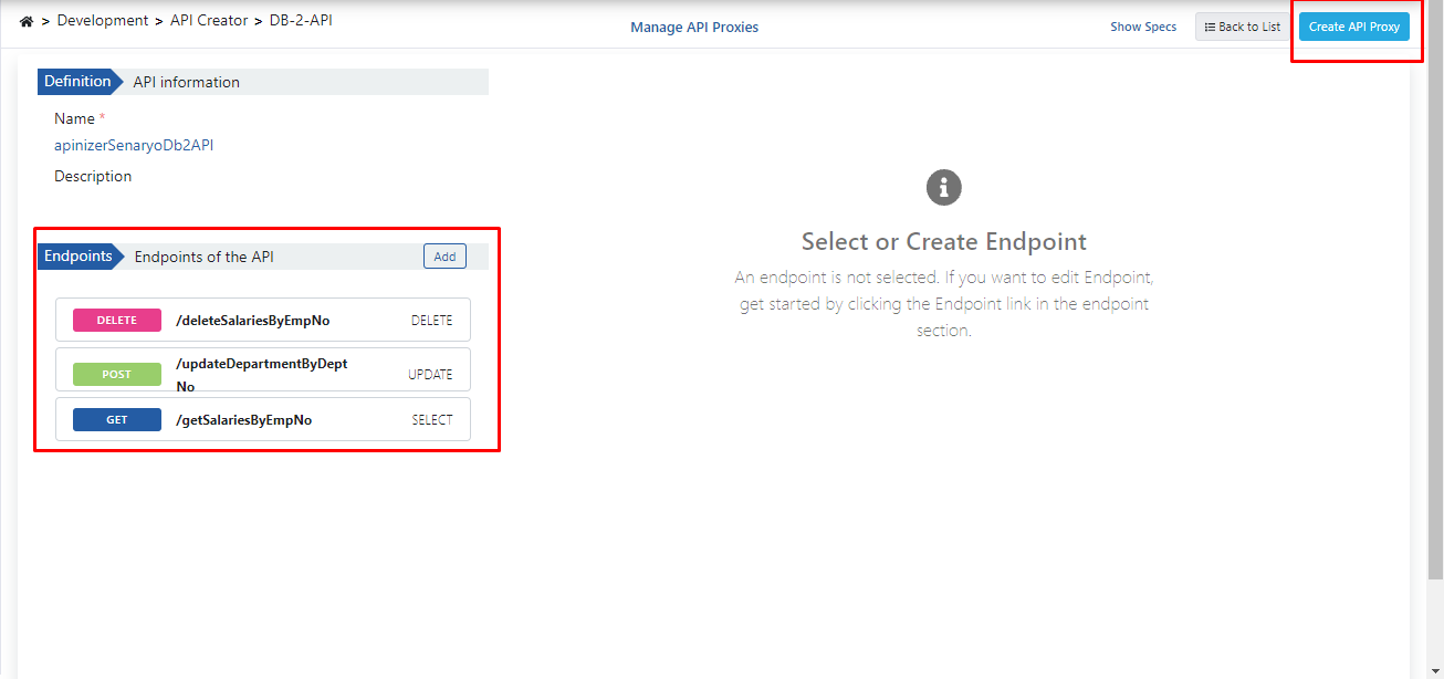 Creating DB-2-API over MySQL Database