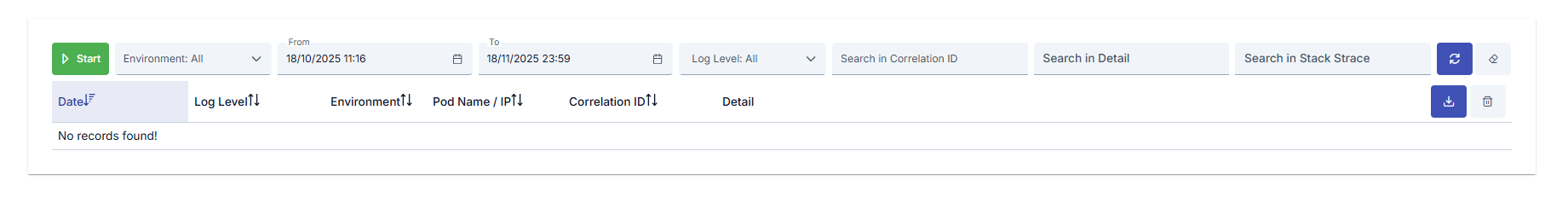 Application Logs Tab
