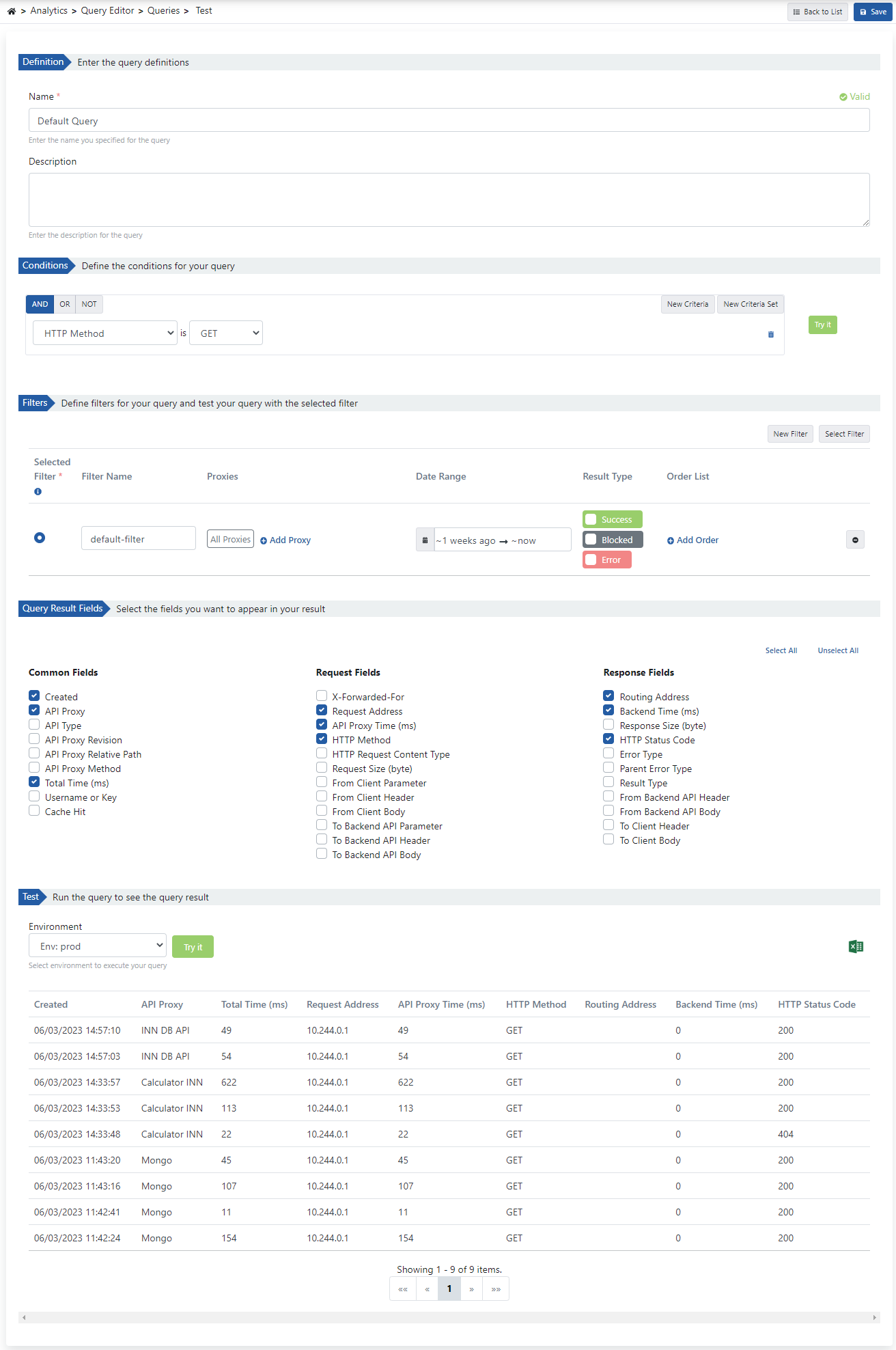 Query Settings