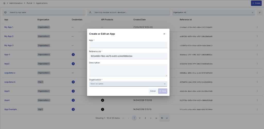 Create or Edit an App dialog