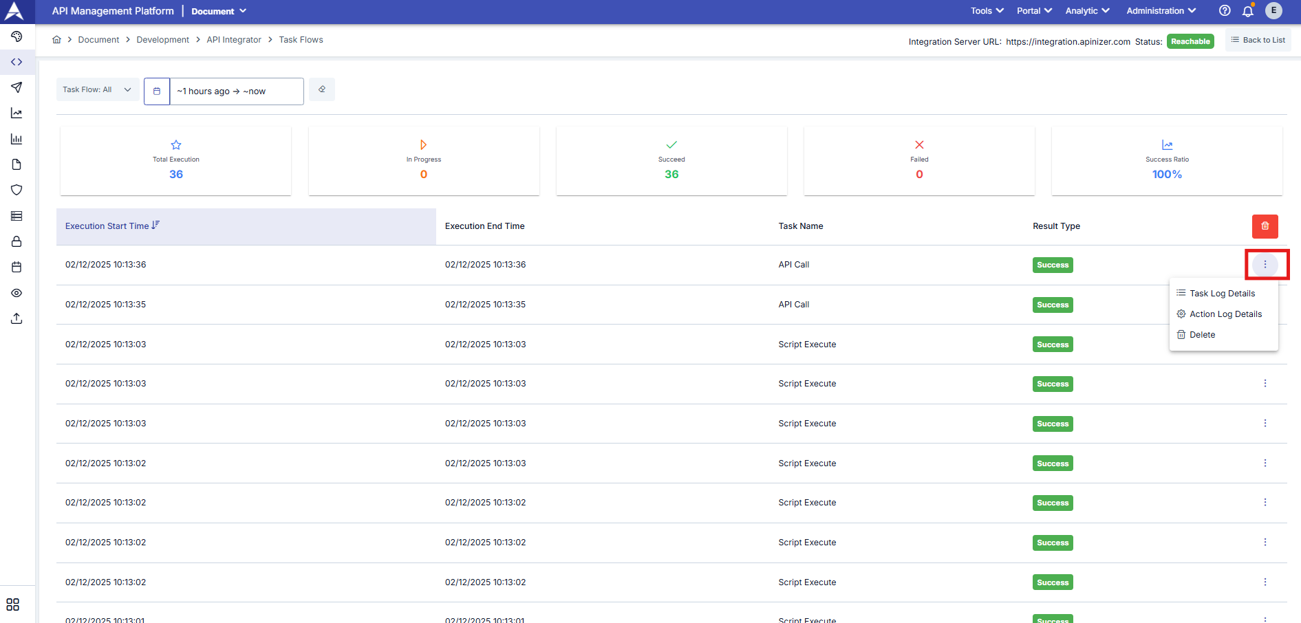Access to Task and Action Logs