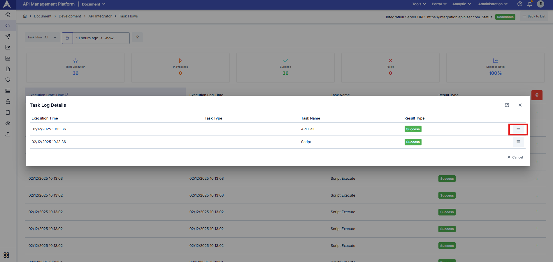 Task Logs Dialog