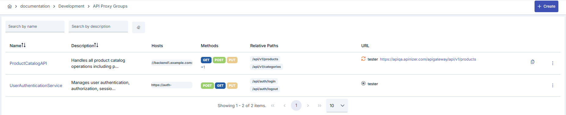 API Proxy Grubu Listesi