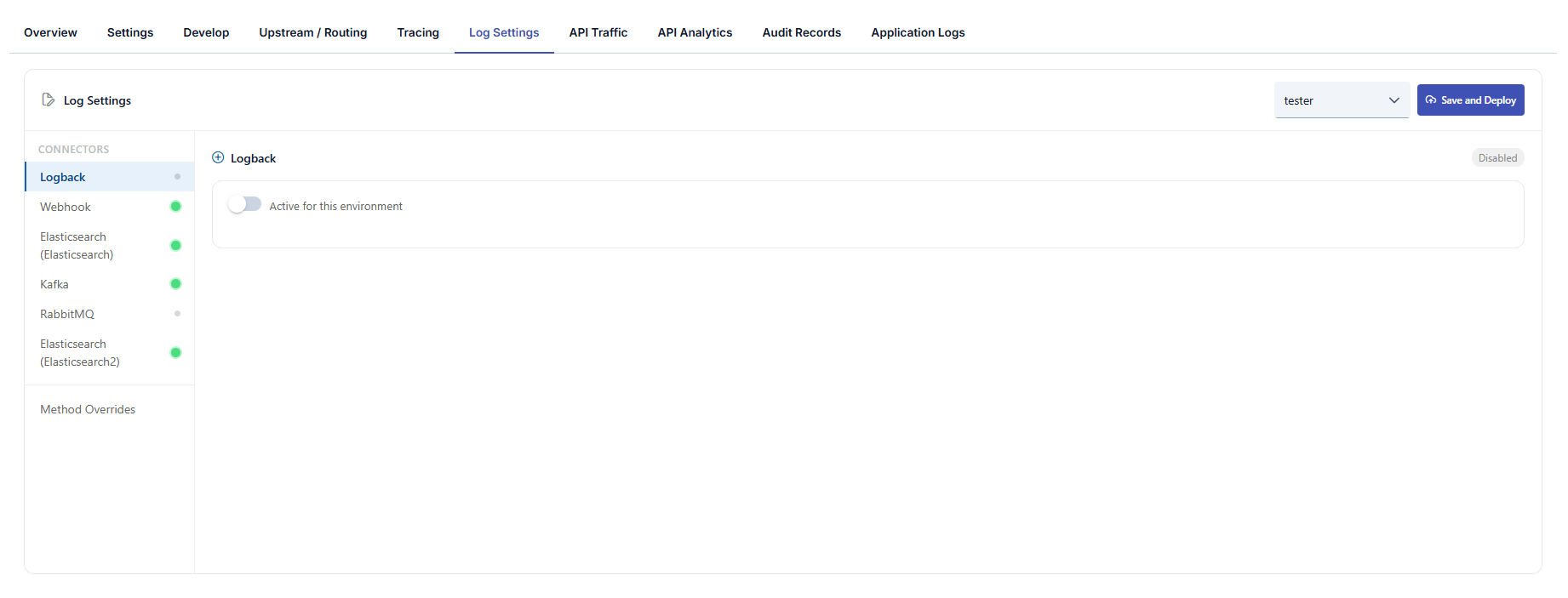 Log Settings Tab