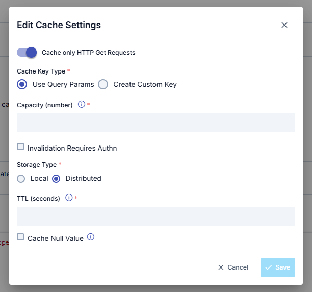 Cache Settings