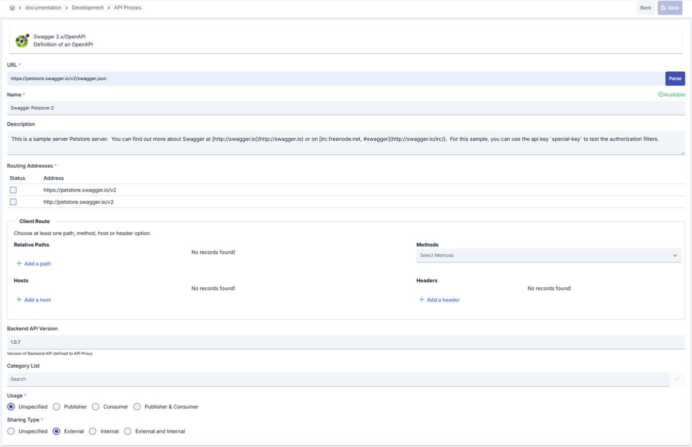 API Proxy Form Filled