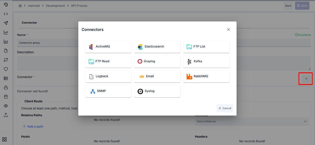 Fill Connector API Proxy information