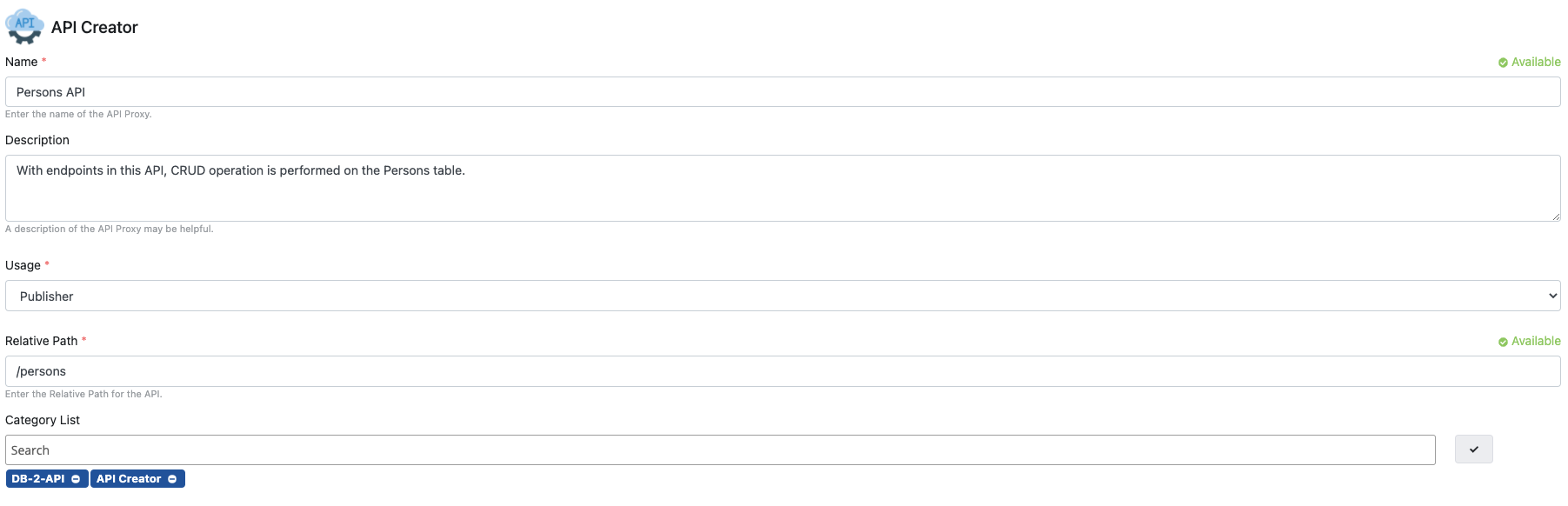 API Proxy creation