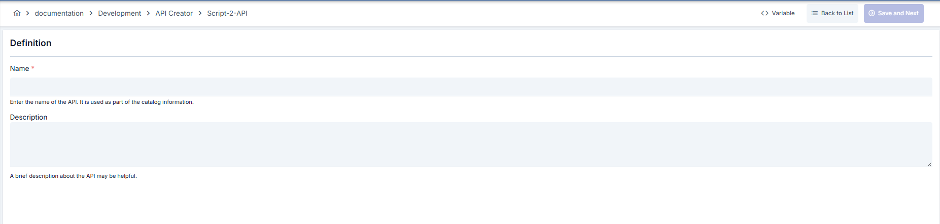 Filling API Information