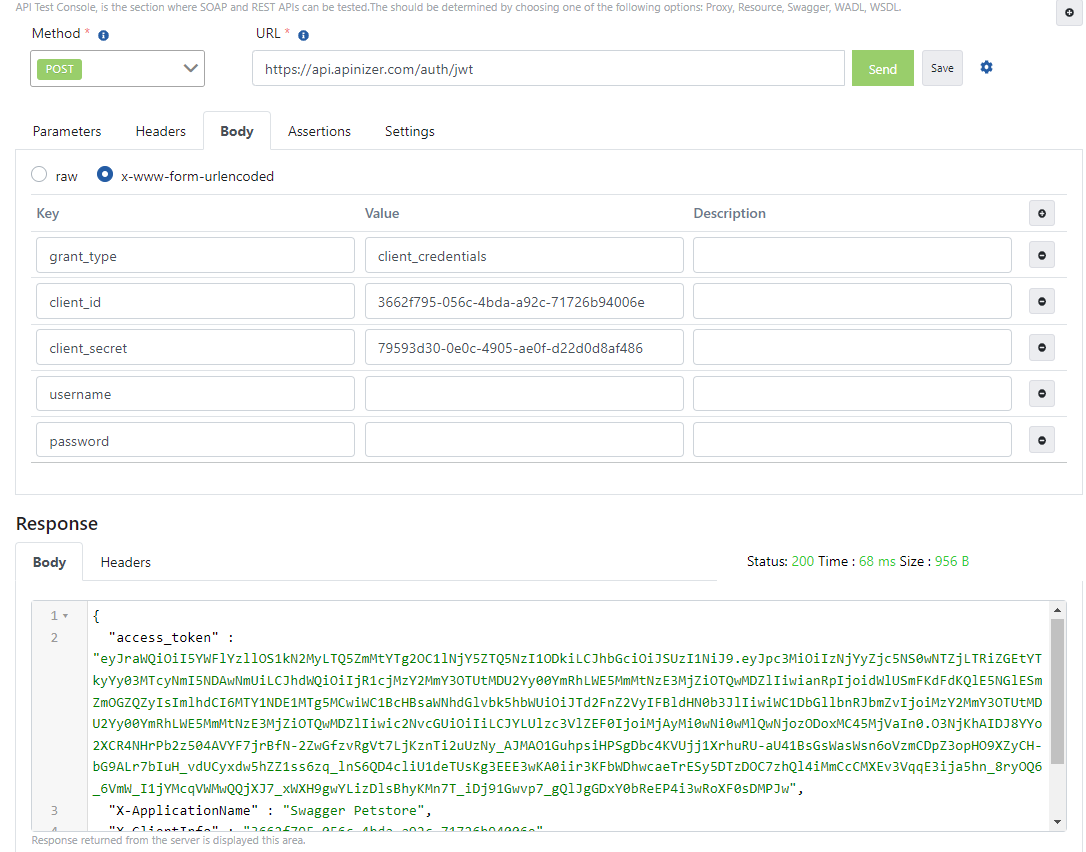 JWT Client Credentials Token Request