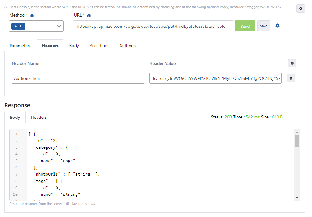 Sending Request with JWT Token