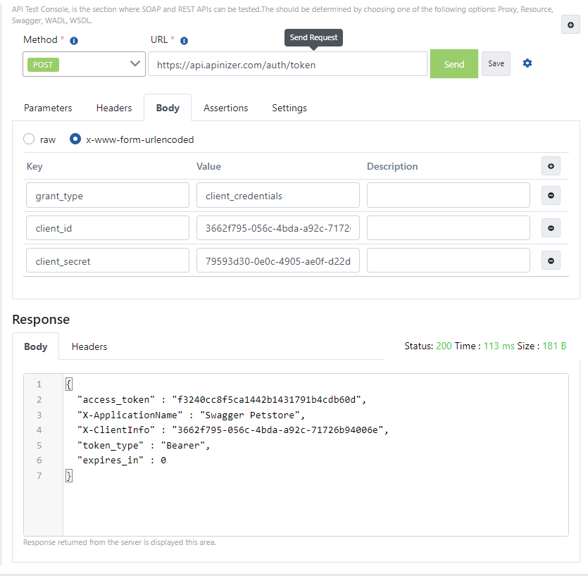 OAuth2 Client Credentials Token Request