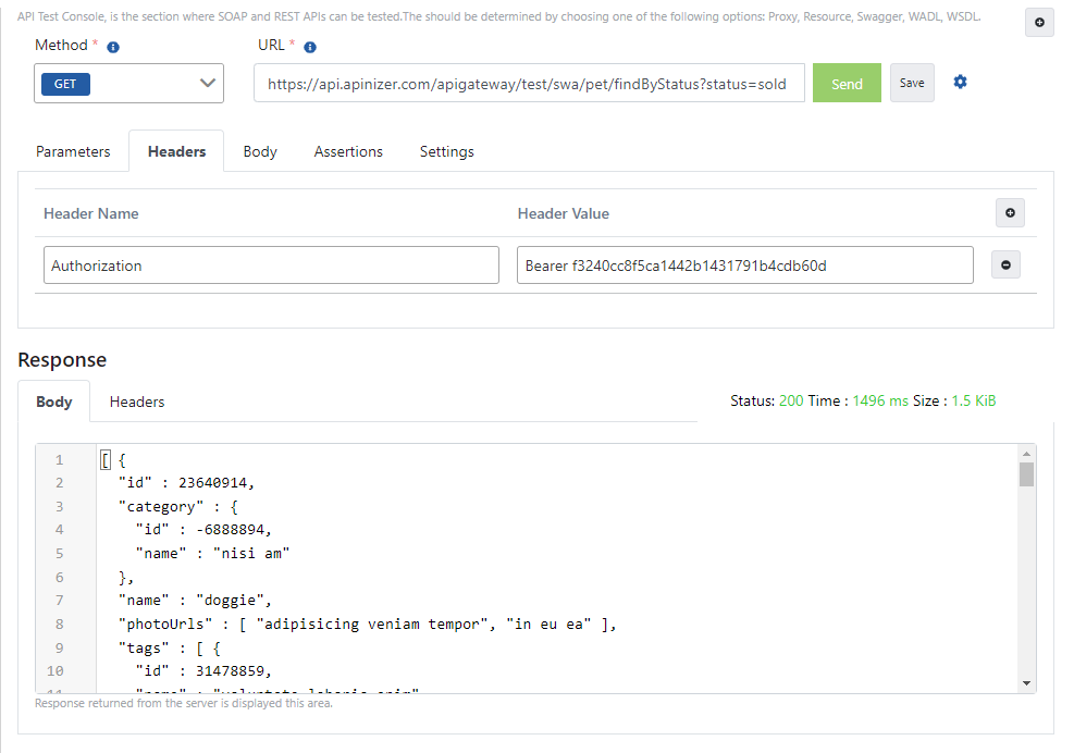Sending Request with OAuth2 Token