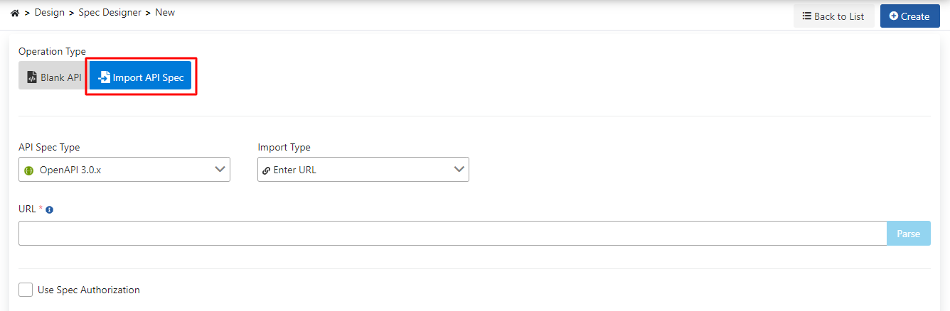 Import API Definition Document