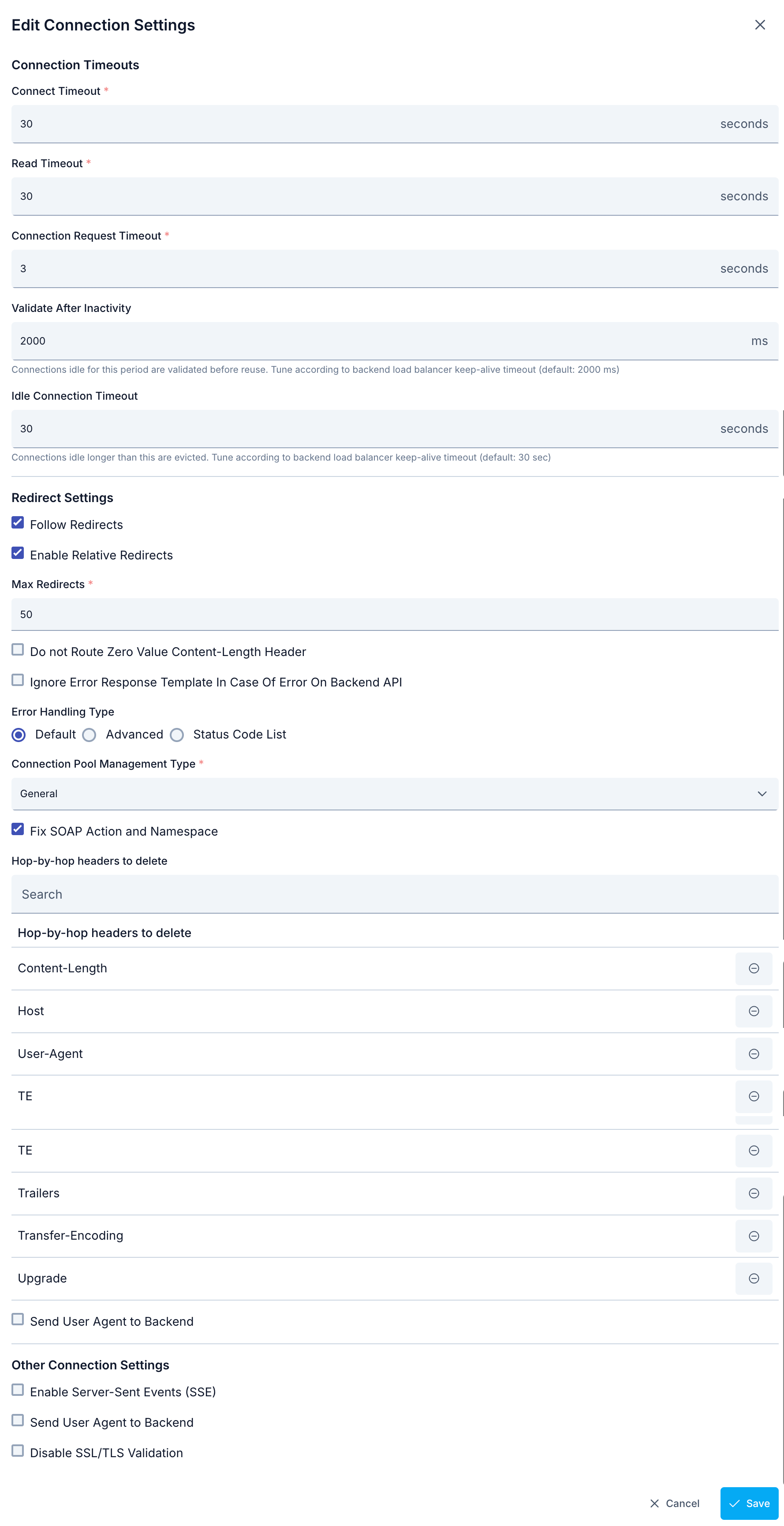 Bağlantı ayarları düzenleme penceresi (Edit Connection Settings)