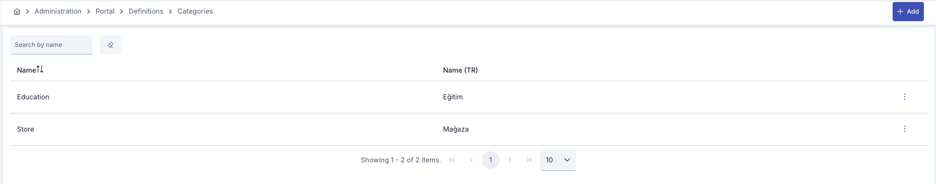 Categories List Screen