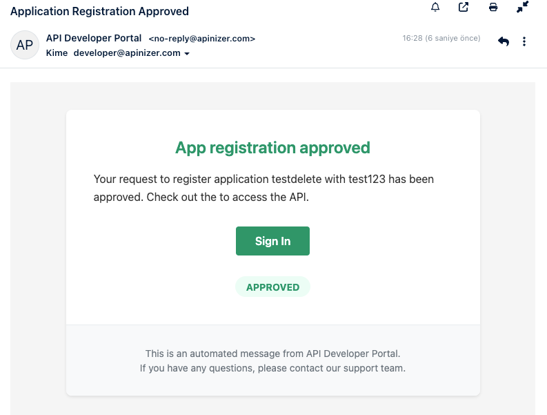 App Approved Email