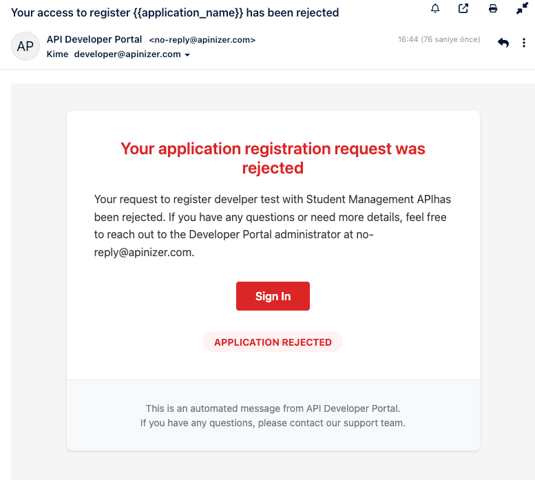 App Revoked Email