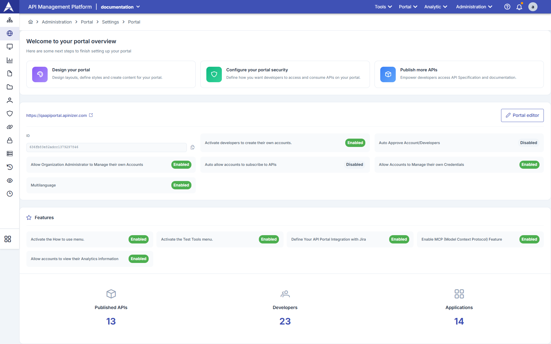 Portal Overview Screen - Multi Portal Selection Menu and Setup Steps