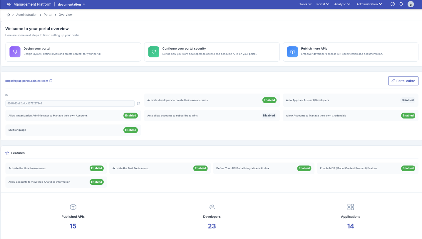 Portal Overview Page
