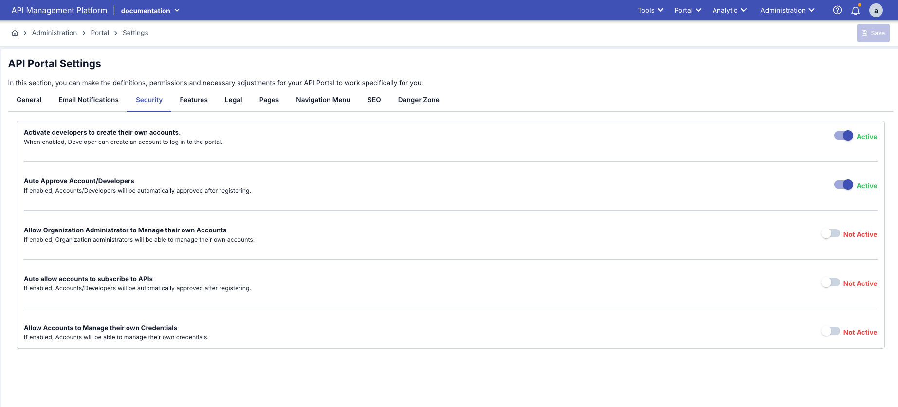 Security Settings