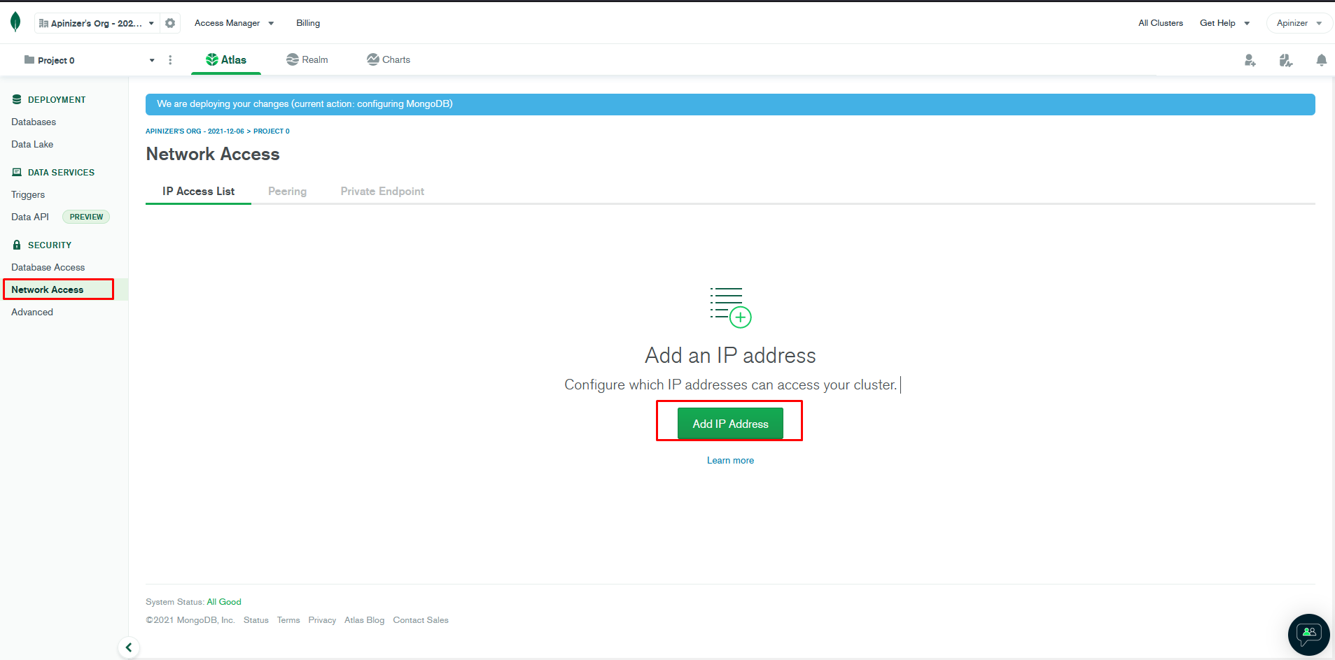 MongoDB Ağ Erişimi