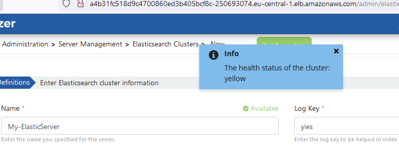 Elasticsearch Bağlantı Testi