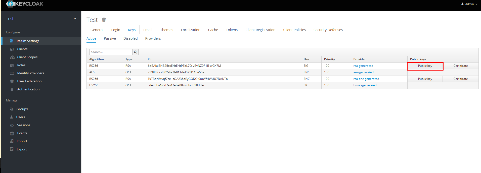 Keycloak Public Key