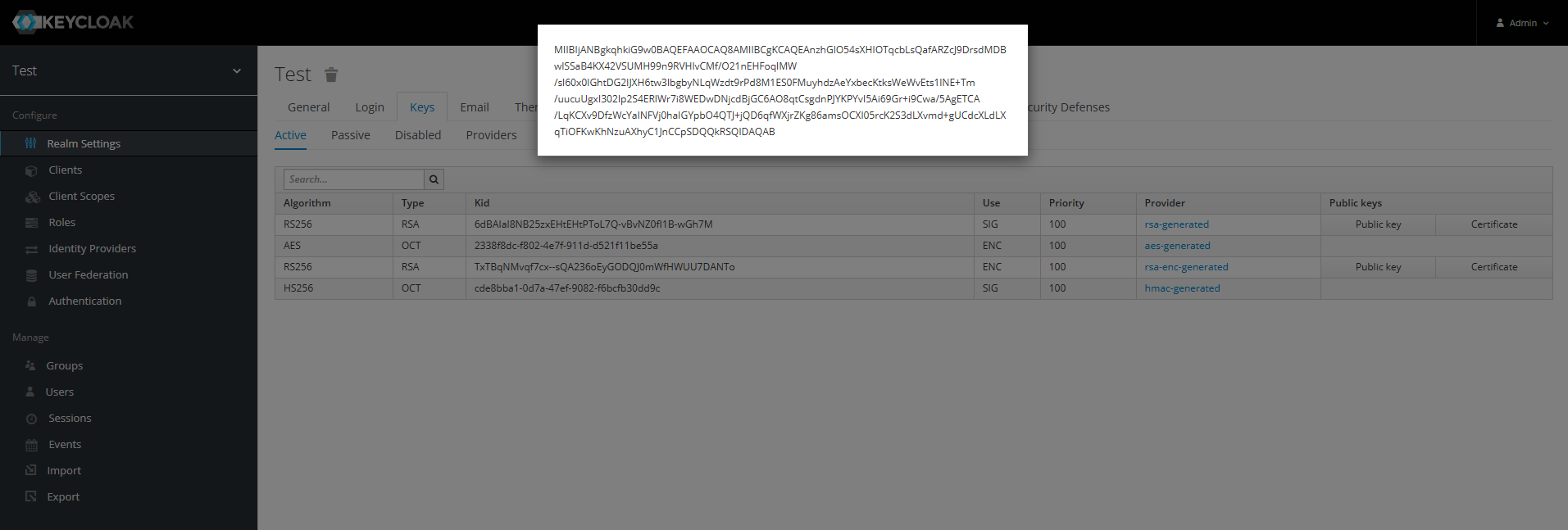 Keycloak Public Key Detail
