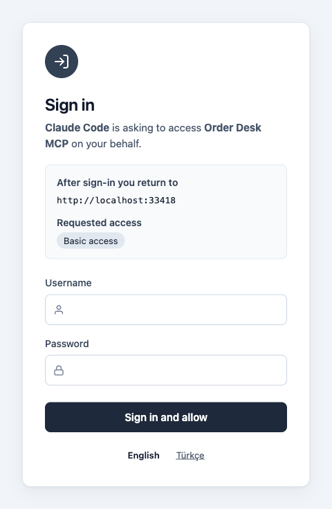 Apinizer login page in English