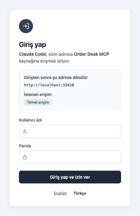 Apinizer login page in Turkish