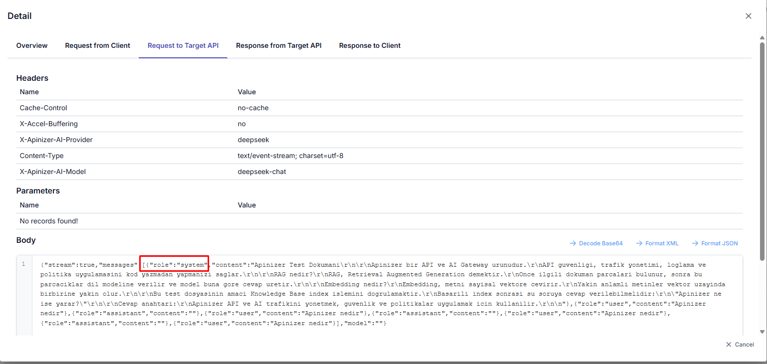 Request to Target with CONTEXT