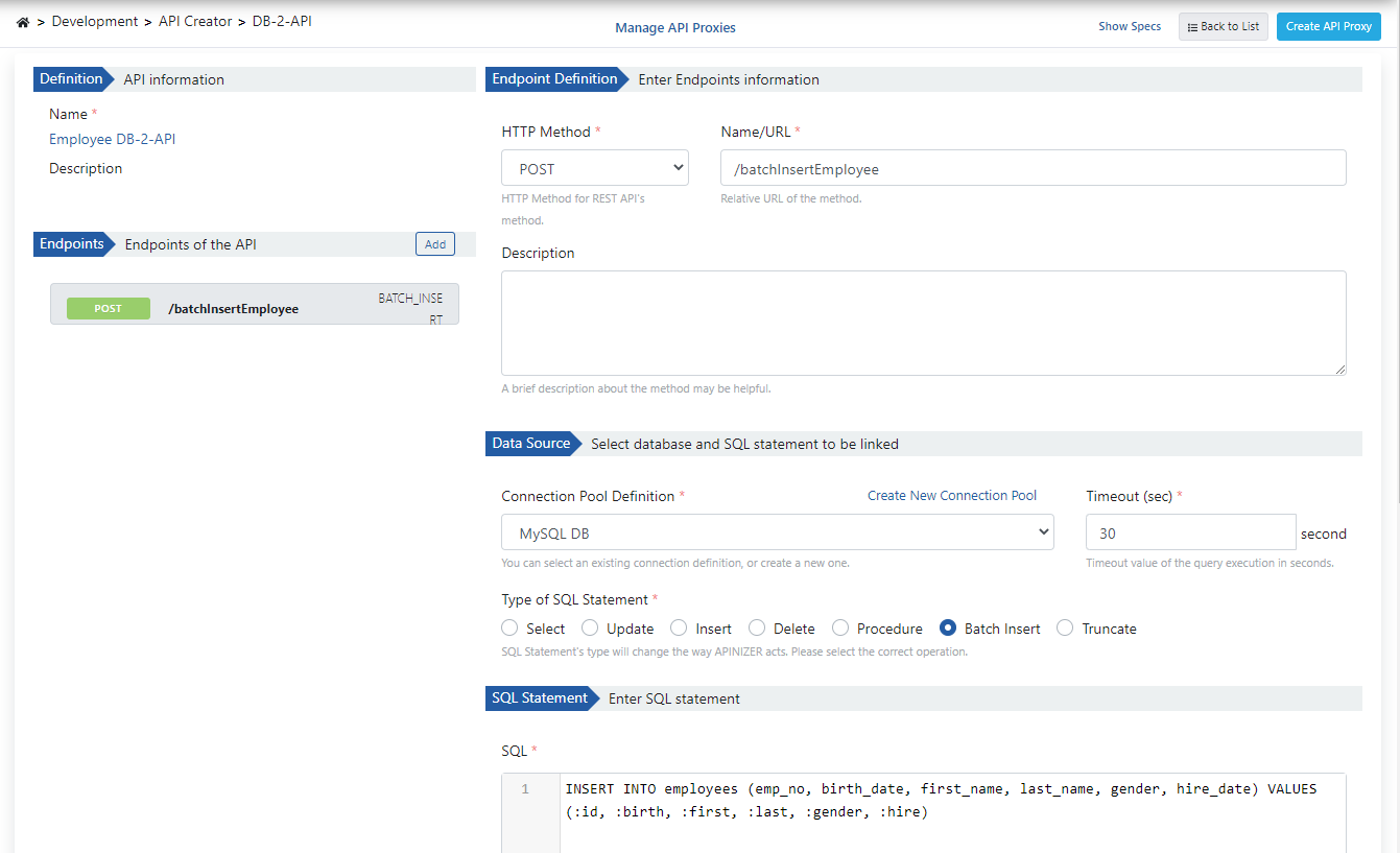 Method Creation Settings