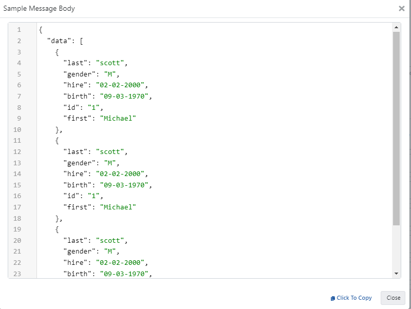 Sample Message Body