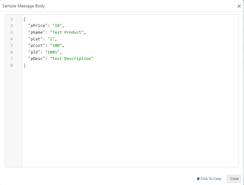 Show Sample Message Body