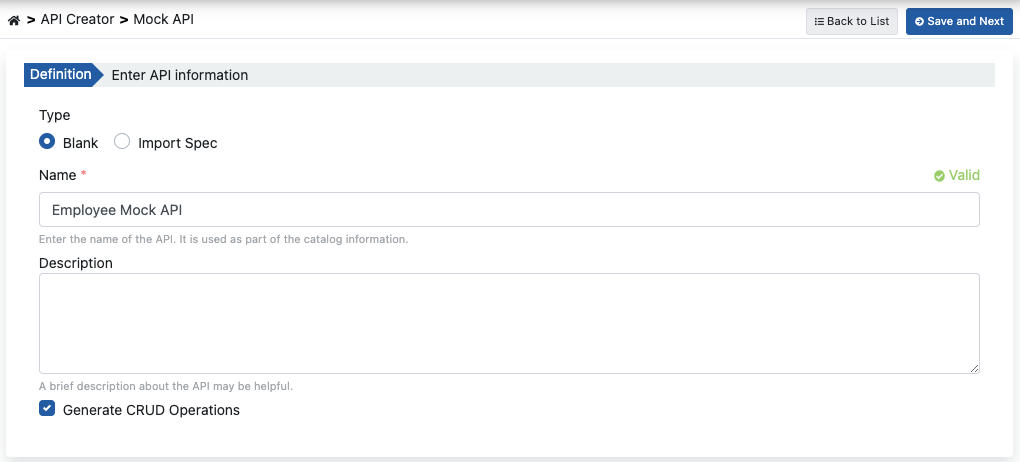 Mock API Settings