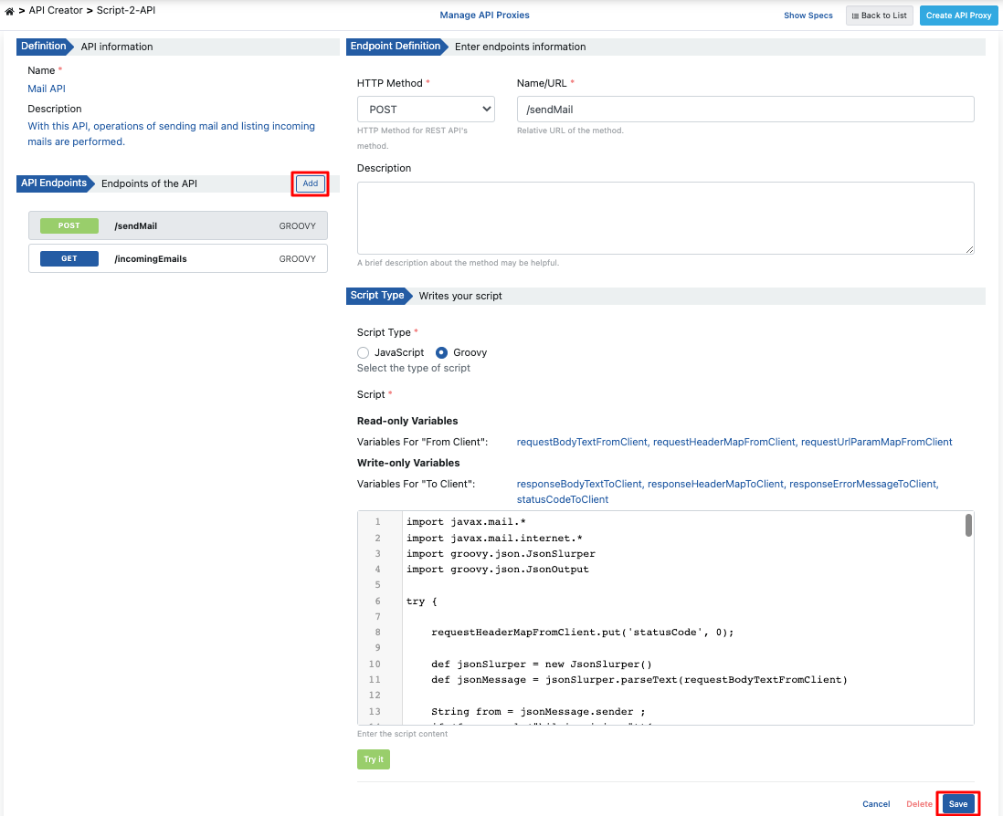 /sendMail Method Creation