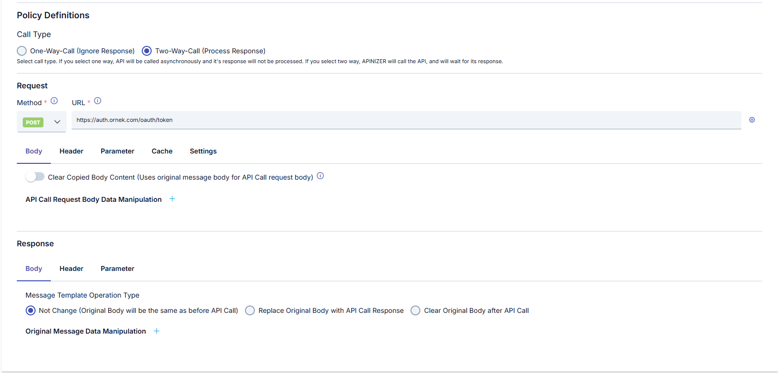 API Call Basic Settings