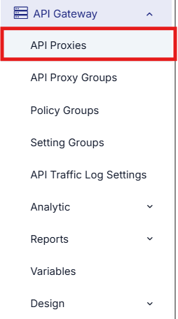 API Proxies Menu