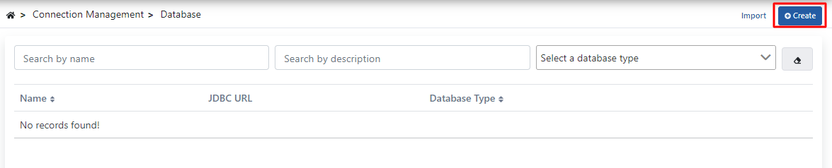 MySQL database connection creation page