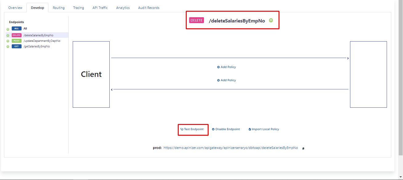DELETE endpoint test