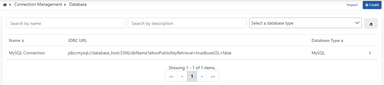 After database connection is saved