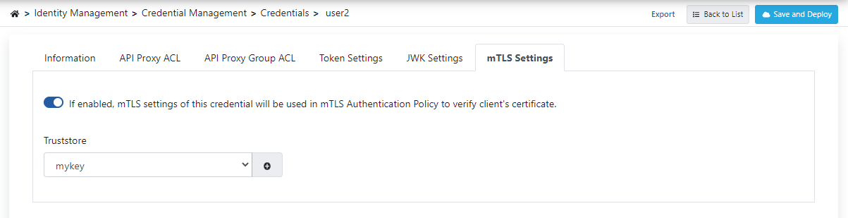 Credential mTLS Settings