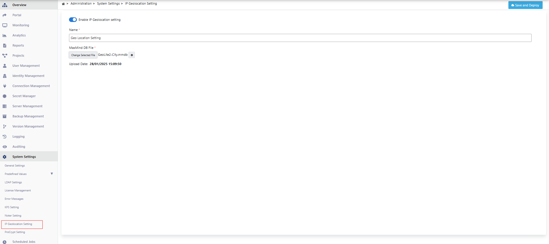 IP Geolocation Setting