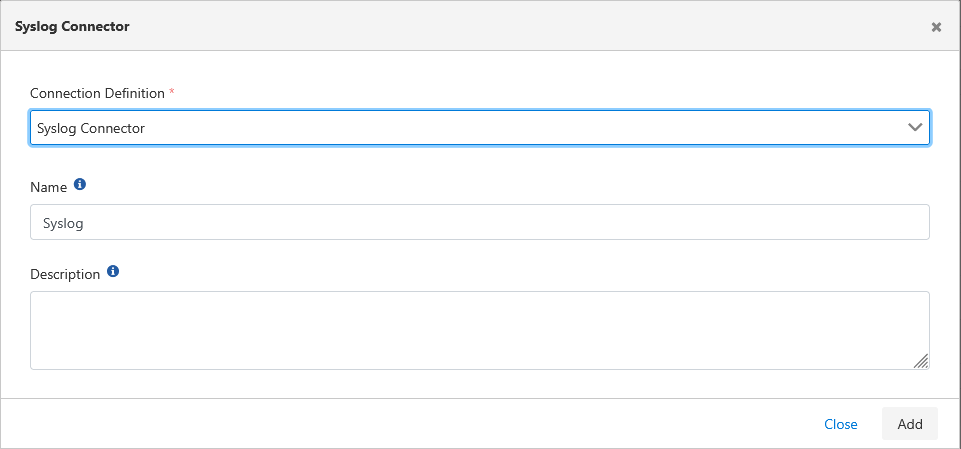 Syslog Connection Definition Selection