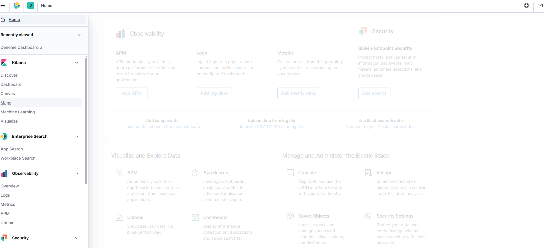 Kibana Maps Menu
