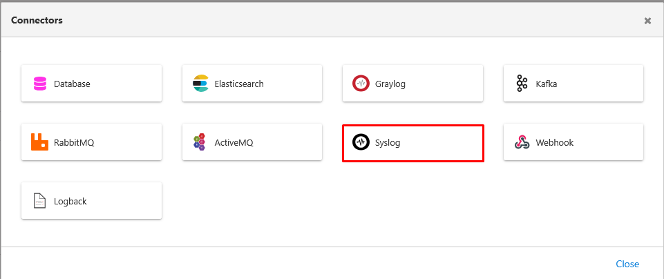Token Logs Syslog Connector Selection