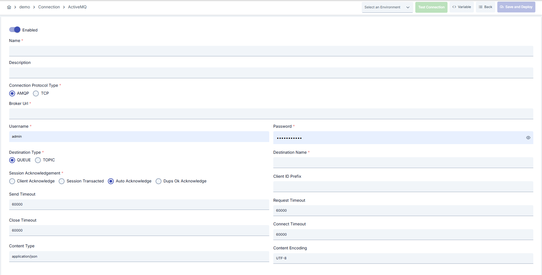 Apache ActiveMQ Oluşturma Ekranı
