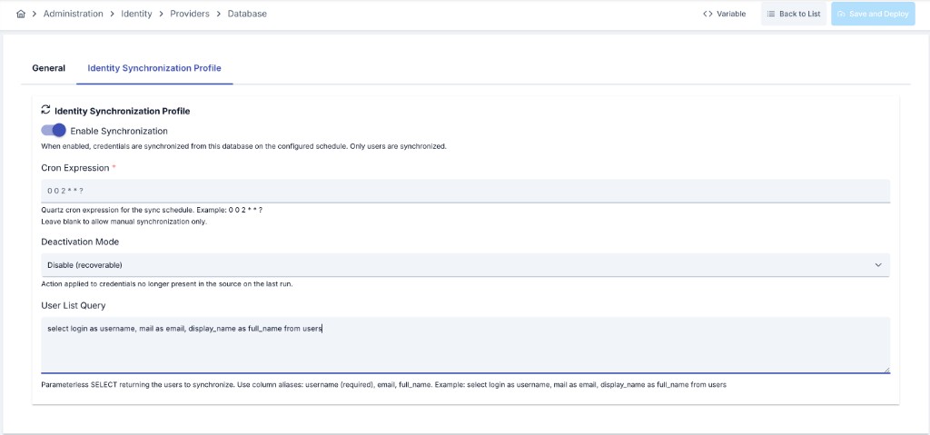 Credential Synchronization Profile