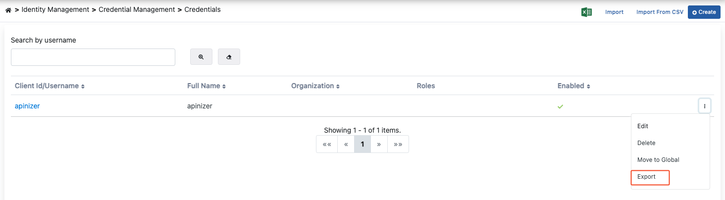 Exporting Credential